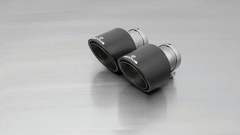 Remus Rear Silencer Left/Right with Integrated valves using the OE valve control system with 2 Carbon tail pipes Ø 102 mm angled, Titanium internals for BMW 1 Series F20/F21 LCI M140i 250 kW 2015-2019